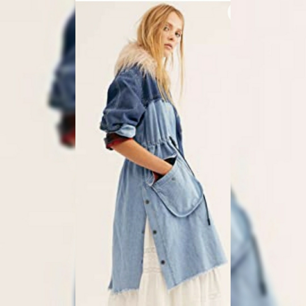 Free People Days to Come Denim Parka Jacket XS